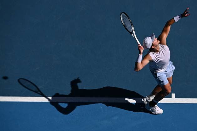 TENNIS AUSTRALIAN OPEN, JJ Wolf of the United States in action during his match against Ben Shelton of the United States during the 2023 Australian Open tennis tournament at Melbourne Park in Melbourne, Monday, January 23, 2019. ( NO ARCHIVING, EDITORIAL USE ONLY, NO USE IN BOOKS WITHOUT CONSENT MELBOURNE VICTORIA AUSTRALIA  Copyright: xJOELxCARRETTx 20230123001755793164