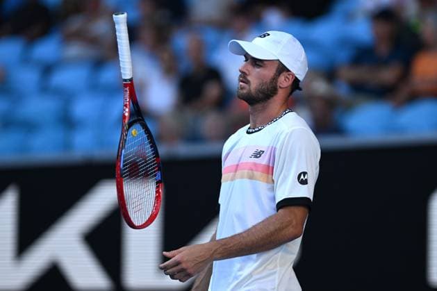 TENNIS AUSTRALIAN OPEN, Tommy Paul of the United States tosses his raquet during his match against Roberto Bautista Agut of Spain during the 2023 Australian Open tennis tournament at Melbourne Park in Melbourne, Monday, January 23. ( NO ARCHIVING, EDITORIAL USE ONLY, NO USE IN BOOKS WITHOUT CONSENT MELBOURNE VICTORIA AUSTRALIA  Copyright: xLUKASxCOCHx 20230123001755803218