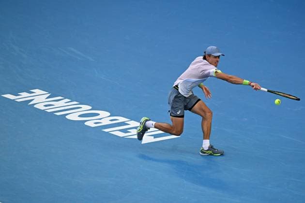 TENNIS AUSTRALIAN OPEN, Alex de Minaur of Australia in action during his match against Novak Djokovic of Serbia during the 2023 Australian Open tennis tournament at Melbourne Park in Melbourne, Monday, January 23, 2019. ( NO ARCHIVING, EDITORIAL USE ONLY, NO USE IN BOOKS WITHOUT CONSENT MELBOURNE VICTORIA AUSTRALIA  Copyright: xJOELxCARRETTx 20230123001755811156