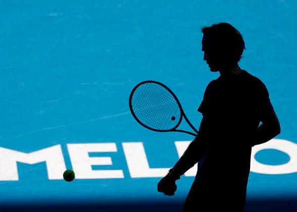 Andrey Rublev Silhouette, Australian Open 2023, Melbourne Park, Melbourne, Victoria, Australia. Copyright: xJuergenxHasenkopfx