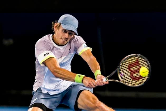 MELBOURNE, VIC - JANUARY 23: Alex De Minaur of Australia in action during Round 4 of the 2023 Australian Open on January 23 2023, at Melbourne Park in Melbourne, Australia. (Photo by Jason Heidrich Icon Sportswire) TENNIS: JAN 23 Australian Open Icon230123217