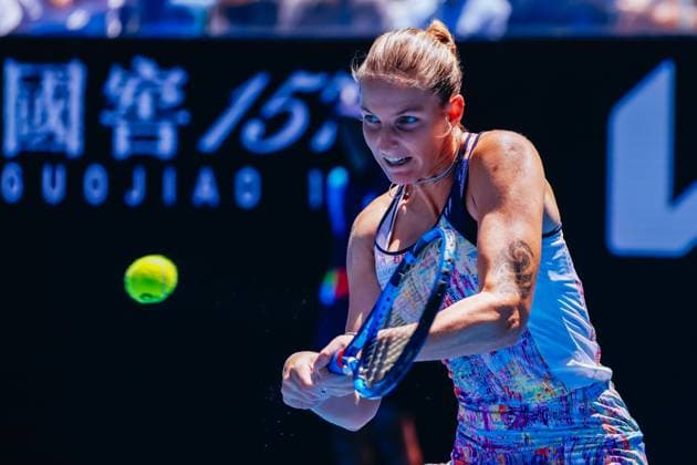 January 23, 2023, Melbourne, Victoria, Australia: MELBOURNE, AUSTRALIA - JANUARY 23: Karolina Pliskova of Czech Republic plays Shuai Zhang of China on day 8 of the 2023 Australian Open at Melbourne Park on January 23, 2023 in Melbourne, Australia. Melbourne Australia - ZUMAp121 20230123_zsp_p121_117 Copyright: xChrisxPutnamx