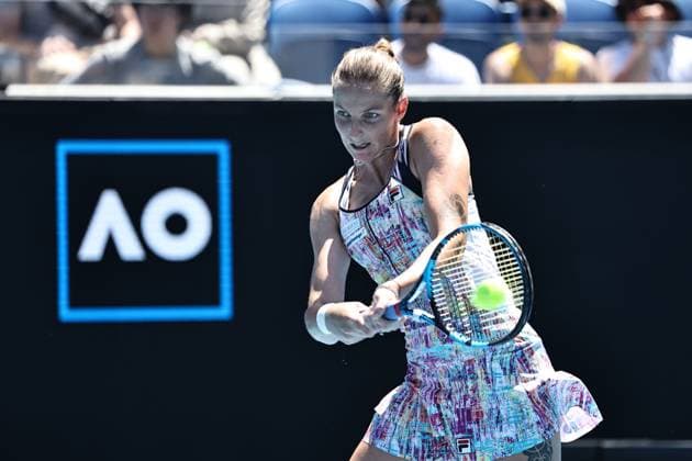 Karolina Pliskova, CZE, during fourth round of 2023 Australian Open in Melbourne, 23 01 2023; -