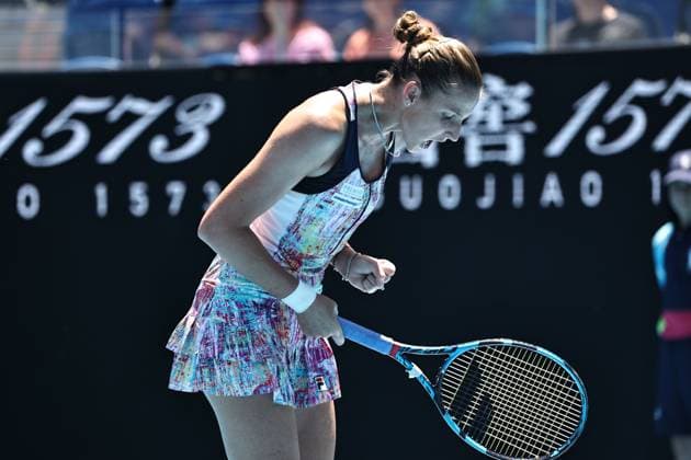 Karolina Pliskova, CZE, during fourth round of 2023 Australian Open in Melbourne, 23 01 2023; -