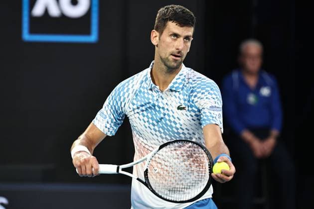Novak Djokovic, SRB, during fourth round of 2023 Australian Open in Melbourne, 23 01 2023; -