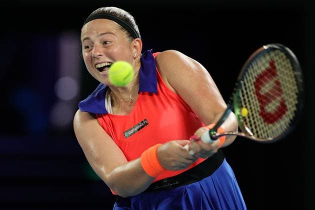 Jelena Ostapenko of Latvia in action against Elena Rybakina of Kazakistan during the Quarter Final match, Day 9 at the Australian Open Tennis 2023 at Rod Laver Arena, Melbourne, Australia on 24 January 2023. Copyright: xPeterxDovganx 34781950