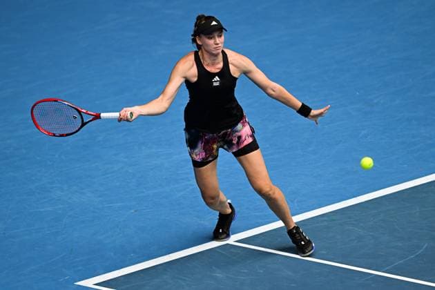 Mandatory Credit: Photo by James Gourley Shutterstock (13729783a) Elena Rybakina in action during her Quarter Final Match Australian Open, Day Nine, Tennis, Melbourne Park, Melbourne, Australia - 24 Jan 2023 Australian Open, Day Nine, Tennis, Melbourne Park, Melbourne, Australia - 24 Jan 2023  Copyright: xJamesxGourley Shutterstockx 13729783a