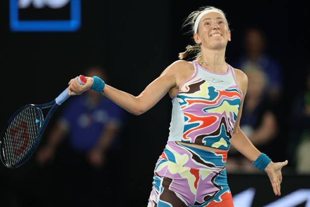 Victoria Azarenka in action against Jessica Pegula of USA in the Quarter Final match, Day 9 at the Australian Open Tennis 2023 at Rod Laver Arena, Melbourne, Australia on 24 January 2023. Copyright: xPeterxDovganx 34782010