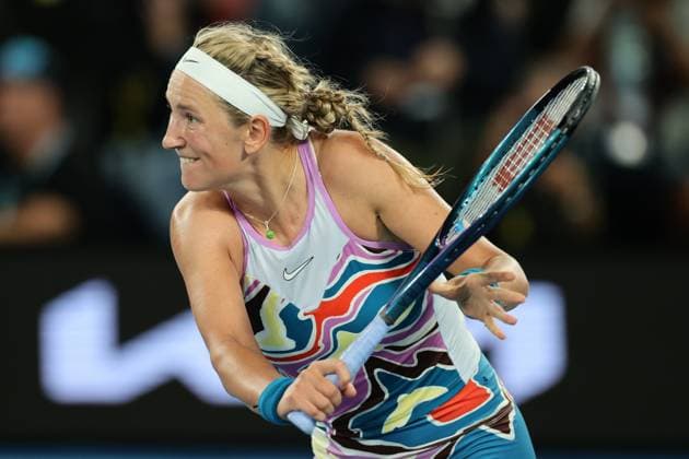 Victoria Azarenka in action against Jessica Pegula of USA in the Quarter Final match, Day 9 at the Australian Open Tennis 2023 at Rod Laver Arena, Melbourne, Australia on 24 January 2023. Copyright: xPeterxDovganx 34782014