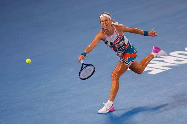 January 24, 2023, Melbourne, Victoria, Australia: MELBOURNE, AUSTRALIA - JANUARY 24: Victoria Azarenka of Belarus in action against Jessica Pegula of USA in quarter final action on day 9 of the 2023 Australian Open at Melbourne Park on January 24, 2023 in Melbourne, Australia. Melbourne Australia - ZUMAp121 20230124_zsp_p121_048 Copyright: xChrisxPutnamx