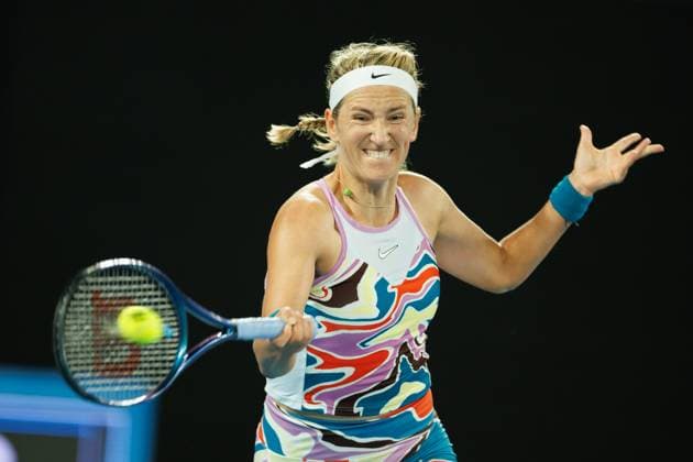 January 24, 2023: 24th seed VICTORIA AZARENKA of Belarus in action against 3rd seed JESSICA PEGULA of the USA on Rod Laver Arena in a Women s Singles Quarterfinals match on day 9 of the 2023 Australian Open in Melbourne, Australia. Cal Media USA - ZUMAc04_ 20230124_zaf_c04_017 Copyright: xSydneyxLowx