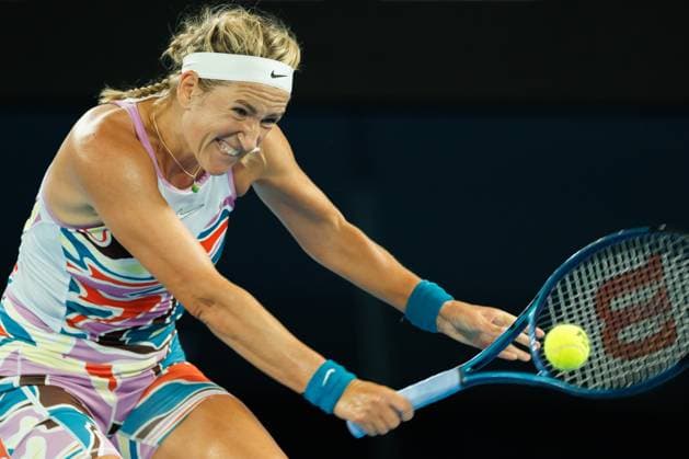 January 24, 2023: 24th seed VICTORIA AZARENKA of Belarus in action against 3rd seed JESSICA PEGULA of the USA on Rod Laver Arena in a Women s Singles Quarterfinals match on day 9 of the 2023 Australian Open in Melbourne, Australia. Cal Media USA - ZUMAc04_ 20230124_zaf_c04_022 Copyright: xSydneyxLowx