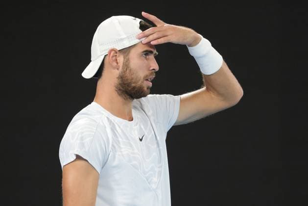 Karen Khachanov, RUS, during quarter finals of 2023 Australian Open in Melbourne, 24 01 2023; -