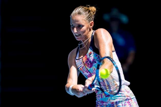 MELBOURNE, VIC - JANUARY 25: Caroline Pliskova of the Czech Republic in action during the Quarterfinals of the 2023 Australian Open on January 25 2023, at Melbourne Park in Melbourne, Australia. (Photo by Jason Heidrich Icon Sportswire) TENNIS: JAN 25 Australian Open Icon230125050