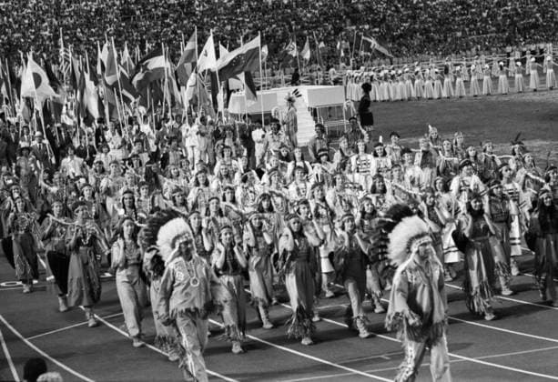 Montreal, Canada. The view shows the 1976 Summer Olympics Closing Ceremony at the Olympic Stadium. Viktor Budan, Yashar Khalilov TASS  18720288