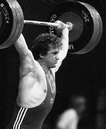 Seoul, Republic of Korea. September 26, 1988. Soviet weightlifter Anatoly Khrapaty, who won a gold medal in the 90 kg weight category (with a result of 412.5 kilograms), lifts the barbell at the 1988 Summer Olympics. Valery Zufarov, Igor Utkin TASS  272462