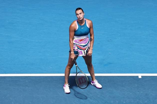 Aryna Sabalenka, BLR, during quarter-finals of 2023 Australian Open in Melbourne, 25 01 2023; -