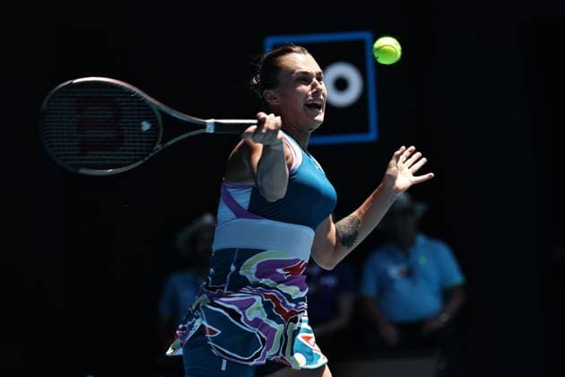 Aryna Sabalenka, BLR, during quarter-finals of 2023 Australian Open in Melbourne, 25 01 2023; -