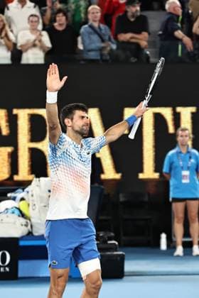 Novak Djokovic, SRB, during quarter finals of 2023 Australian Open in Melbourne, 25 01 2023; -