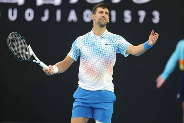 Novak Djokovic, SRB, during quarter finals of 2023 Australian Open in Melbourne, 25 01 2023; -