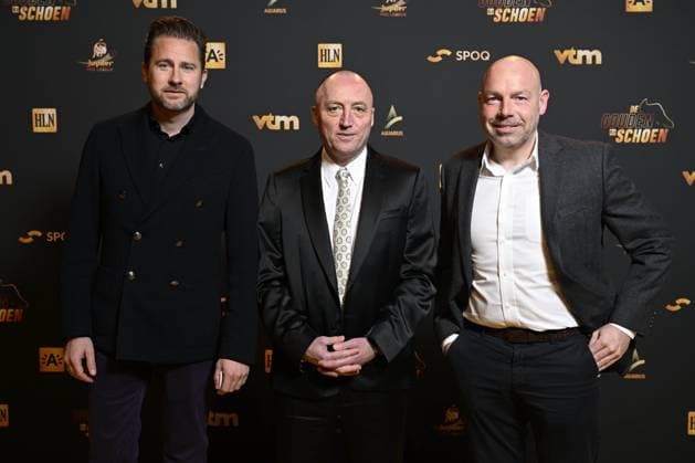 ANTWERPEN, BELGIUM - JANUARY 25 : Riemer Brian head coach of Anderlecht, Vandenhaute Wouter President of Anderlecht and Fredberg Jesper CEO Sports of Anderlecht pictured during the 69th edition of the Belgian Golden Shoe Award Ceremony on January 25, 2023 in Antwerpen, Belgium, 25 01 2023 ( Belgian Soccer Golden Shoe 2022 Gala PhotoNews Panoramic 