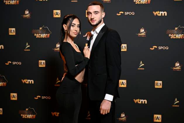ANTWERPEN, BELGIUM - JANUARY 25 : Zeno Debast en Leya pictured during the 69th edition of the Belgian Golden Shoe Award Ceremony on January 25, 2023 in Antwerpen, Belgium, 25 01 2023 ( Belgian Soccer Golden Shoe 2022 Gala PhotoNews Panoramic 
