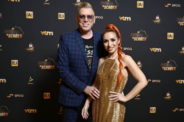 ANTWERPEN, BELGIUM - JANUARY 25 : Pat Krimson en Loredana pictured during the 69th edition of the Belgian Golden Shoe Award Ceremony on January 25, 2023 in Antwerpen, Belgium, 25 01 2023 ( Belgian Soccer Golden Shoe 2022 Gala PhotoNews Panoramic 