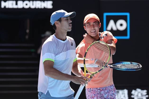 Ricky Hijikata and Jason Kubler of Australia in action against Marcel Granollers of Spain and Horacio Zeballos of Argentina during the Doubles Semi Final, Day 11 at the Australian Open Tennis 2023 at Rod Laver Arena, Melbourne, Australia on 26 January 2023. Copyright: xPeterxDovganx 34782279