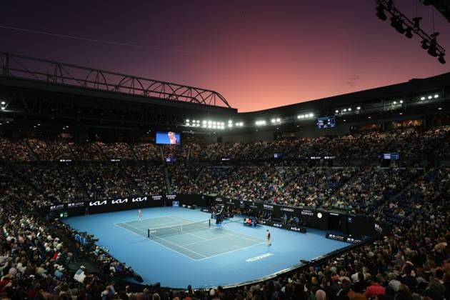 General view of the sunset of Rod Laver arena during the match between Victoria Azarenka and Elena Rybakina of Kazakistan in the Semi Final, Day 11 at the Australian Open Tennis 2023 at Rod Laver Arena, Melbourne, Australia on 26 January 2023. Copyright: xPeterxDovganx 34782378