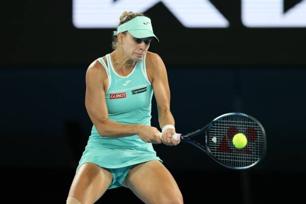 Magda Linette of Poland in action against Aryna Sabalenka during the Semi Final, Day 11 at the Australian Open Tennis 2023 at Rod Laver Arena, Melbourne, Australia on 26 January 2023. Copyright: xPeterxDovganx 34782385
