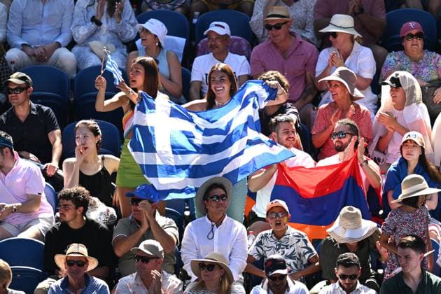 TENNIS AUSTRALIAN OPEN, Spectators are seen in the crowd during the Men?s semi final match between Stefanos Tsitsipas of Greece and Karen Khachanov of Russia at the 2023 Australian Open tennis championship at Melbourne Park in Melbourne, Friday, January 27, 2023. ( NO ARCHIVING, EDITORIAL USE ONLY, NO USE IN BOOKS WITHOUT CONSENT MELBOURNE VICTORIA AUSTRALIA  Copyright: xLUKASxCOCHx 20230127001757059605
