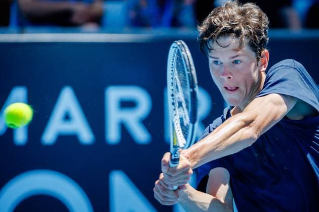 Alexander Blockx ATP, Tennis Herren 1306) pictured during a tennis match between Belgian Blockx and Chinese Zhou, in the semifinals of the junior boys singles at the Australian Open tennis Grand Slam, Friday 27 January 2023 in Melbourne Park, Melbourne, Australia. PATRICKxHAMILTON  x58801729x