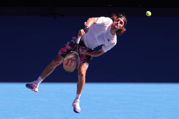 Stefanos Tsitsipas of Greece in action against Karen Khachanov during the Semi Final match, Day 12 at the Australian Open Tennis 2023 at Rod Laver Arena, Melbourne, Australia on 27 January 2023. Copyright: xPeterxDovganx 34782502