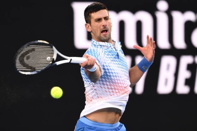 Mandatory Credit: Photo by James Gourley Shutterstock (13736332dn) Novak Djokovic of Serbia Australian Open, Day Twelve, Tennis, Melbourne Park, Melbourne, Australia - 27 Jan 2023 Australian Open, Day Twelve, Tennis, Melbourne Park, Melbourne, Australia - 27 Jan 2023 Copyright: xJamesxGourley Shutterstockx 13736332dn