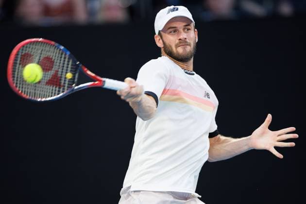 January 27, 2023: TOMMY PAUL of the USA in action against 4th seed NOVAK DJOKOVIC of Serbia on Rod Laver Arena in a Men s Singles Semifinal match on day 12 of the 2023 Australian Open in Melbourne, Australia. Cal Media USA - ZUMAc04_ 20230127_zaf_c04_034 Copyright: xSydneyxLowx