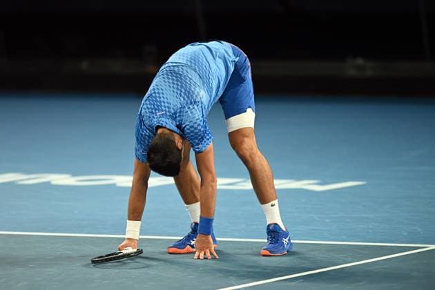 TENNIS AUSTRALIAN OPEN, Novak Djokovic of Serbia reacts after missing a shot during the Men?s semi final match against Tommy Paul of the United States at the 2023 Australian Open tennis championship at Melbourne Park in Melbourne, Friday January 27, 2023. ( NO ARCHIVING, EDITORIAL USE ONLY, NO USE IN BOOKS WITHOUT CONSENT MELBOURNE VICTORIA AUSTRALIA  Copyright: xJOELxCARRETTx 20230127001757129043