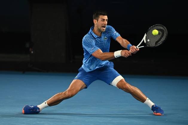 TENNIS AUSTRALIAN OPEN, Novak Djokovic of Serbia in action during the Men?s semi final match against Tommy Paul of the United States at the 2023 Australian Open tennis championship at Melbourne Park in Melbourne, Friday January 27, 2023. ( NO ARCHIVING, EDITORIAL USE ONLY, NO USE IN BOOKS WITHOUT CONSENT MELBOURNE VICTORIA AUSTRALIA  Copyright: xJOELxCARRETTx 20230127001757129762