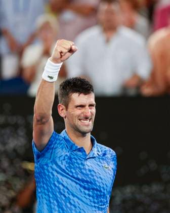 Novak Djokovic jubelt nach dem Sieg, Jubel, Freude, Emotion, Australian Open 2023, Melbourne Park, Melbourne, Victoria, Australia. Copyright: xJuergenxHasenkopfx