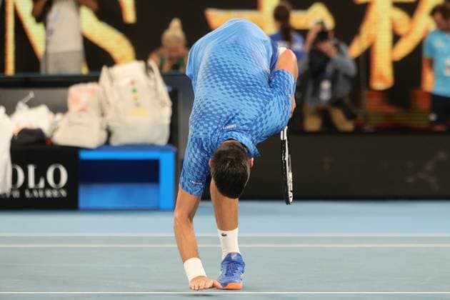 Novak Djokovic of Serbia celebrates defeating Tommy Paul of USA 7-5 6-1 6-2 during the Semi Final match, Day 12 at the Australian Open Tennis 2023 at Rod Laver Arena, Melbourne, Australia on 27 January 2023. Copyright: xPeterxDovganx 34782572
