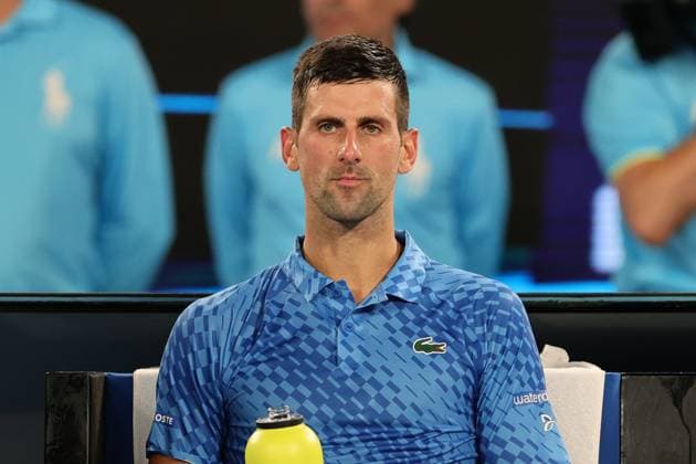 Novak Djokovic of Serbia looks on during the match against Tommy Paul of USA in the Semi Final match, Day 12 at the Australian Open Tennis 2023 at Rod Laver Arena, Melbourne, Australia on 27 January 2023. Copyright: xPeterxDovganx 34782589