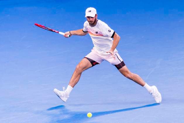 MELBOURNE, VIC - JANUARY 27: Tommy Paul of the United States of America in action during the Semifinals of the 2023 Australian Open on January 27 2023, at Melbourne Park in Melbourne, Australia. (Photo by Jason Heidrich Icon Sportswire) TENNIS: JAN 27 Australian Open Icon230127180