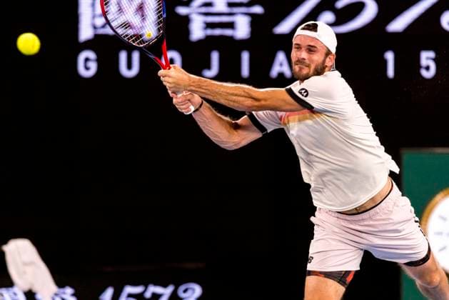 MELBOURNE, VIC - JANUARY 27: Tommy Paul of the United States of America in action during the Semifinals of the 2023 Australian Open on January 27 2023, at Melbourne Park in Melbourne, Australia. (Photo by Jason Heidrich Icon Sportswire) TENNIS: JAN 27 Australian Open Icon230127197