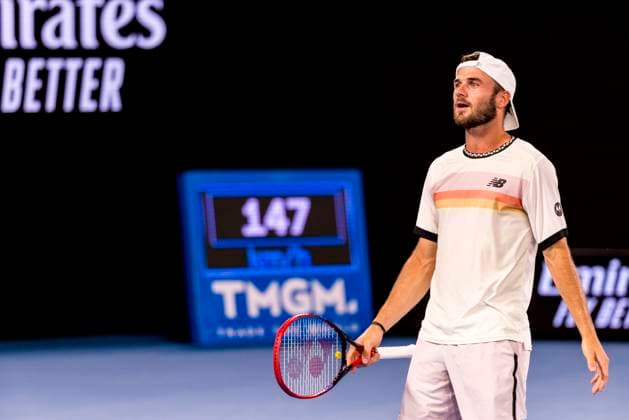 MELBOURNE, VIC - JANUARY 27: Tommy Paul of the United States of America in action during the Semifinals of the 2023 Australian Open on January 27 2023, at Melbourne Park in Melbourne, Australia. (Photo by Jason Heidrich Icon Sportswire) TENNIS: JAN 27 Australian Open Icon230127208