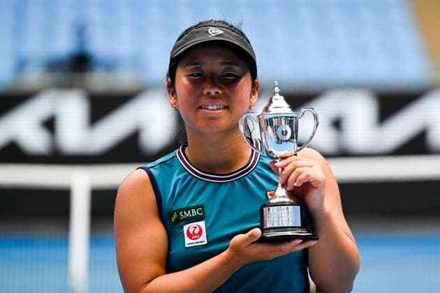 TENNIS AUSTRALIAN OPEN, Yui Kamiji of Japan poses for photographs with the runner up trophy after loosing her Women?s Wheelchair singles final match against Diede De Groot of the Netherlands at the 2023 Australian Open tennis championship at Melbourne Park in Melbourne, Saturday, January 28, 2023. ( NO ARCHIVING, EDITORIAL USE ONLY, NO USE IN BOOKS WITHOUT CONSENT MELBOURNE VICTORIA AUSTRALIA  Copyright: xLUKASxCOCHx 20230128001757405630