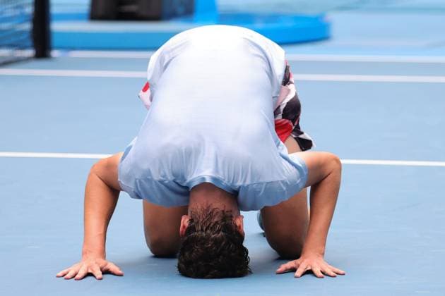 Alexander Blockx of Belgium reacts after defeating Learner Tien of USA 6-1 2-6 7-6 in the Boys Final match, Day 13 at the Australian Open Tennis 2023 at Rod Laver Arena, Melbourne, Australia on 28 January 2023. Copyright: xPeterxDovganx 34782667