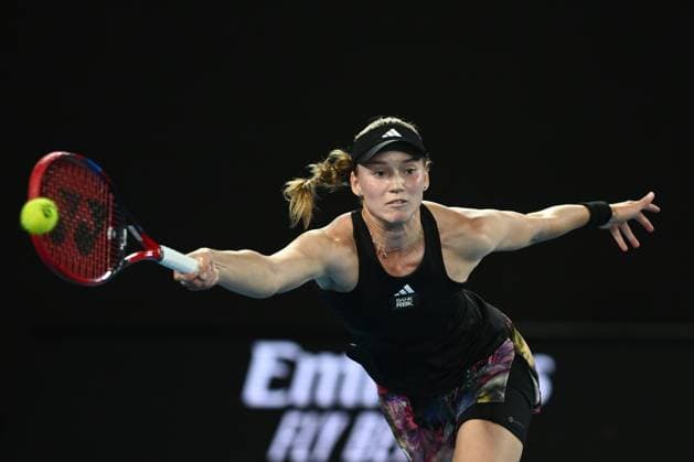 TENNIS AUSTRALIAN OPEN, Elena Rybakina of Kazakhstan in action during the Women?s Singles Final against Aryna Sabalenka of Russia at the 2023 Australian Open tennis tournament at Melbourne Park in Melbourne, Saturday, January 28, 2023. ( NO ARCHIVING, EDITORIAL USE ONLY, NO USE IN BOOKS WITHOUT CONSENT MELBOURNE VICTORIA AUSTRALIA  Copyright: xJOELxCARRETTx 20230128001757469833