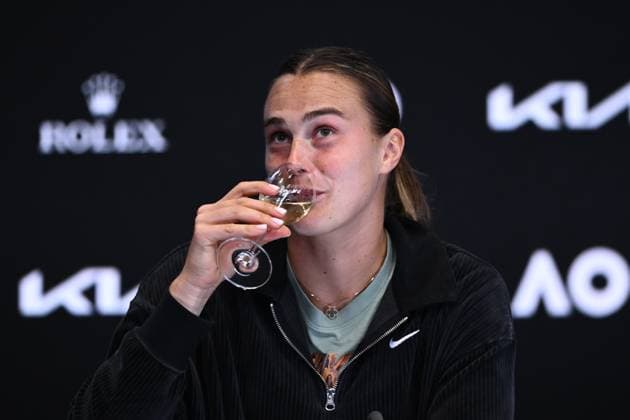 TENNIS AUSTRALIAN OPEN, Aryna Sabalenka of Belarus attends the post match press conference, PK, Pressekonferenz following her win over Elena Rybakina of Kazakhstan in the Women?s Singles Final at the 2023 Australian Open tennis tournament at Melbourne Park in Melbourne, Saturday, January 28, 2023. ( NO ARCHIVING, EDITORIAL USE ONLY, NO USE IN BOOKS WITHOUT CONSENT MELBOURNE VICTORIA AUSTRALIA  Copyright: xJOELxCARRETTx 20230129001757527322