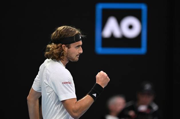 TENNIS AUSTRALIAN OPEN, Stefanos Tsitsipas of Greece reacts during the Men?s Singles Final against Novak Djokovic of Serbia at the 2023 Australian Open tennis tournament at Melbourne Park in Melbourne, Sunday, January 29, 2023. ( NO ARCHIVING, EDITORIAL USE ONLY, NO USE IN BOOKS WITHOUT CONSENT MELBOURNE VICTORIA AUSTRALIA  Copyright: xLUKASxCOCHx 20230129001757875827