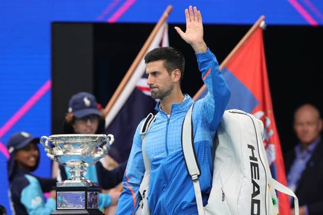 Novak Djokovic of Serbia enters the match against Stefanos Tsitsipas of Greece during the MenÕs Final match, Day 14 at the Australian Open Tennis 2023 at Rod Laver Arena, Melbourne, Australia on 29 January 2023. Copyright: xPeterxDovganx 34782824
