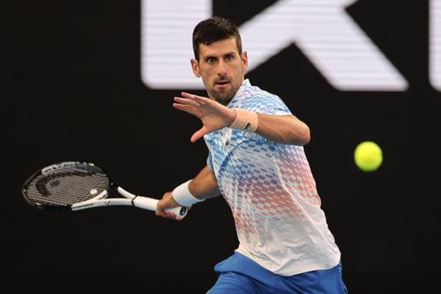 Novak Djokovic of Serbia in action against Stefanos Tsitsipas of Greece during the Men™s Final match, Day 14 at the Australian Open Tennis 2023 at Rod Laver Arena, Melbourne, Australia on 29 January 2023. Copyright: xPeterxDovganx 34782830